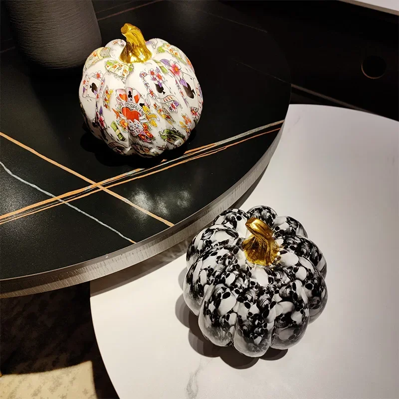 

16cm modern Simplicity Pumpkin resin Arts and Crafts Sculpture living room home accessories Children's office room decoration