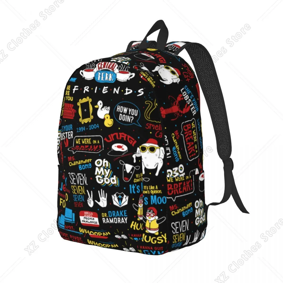 Custom TV Show Friends Symbol Canvas Backpack Women Men Basic Bookbag for School College Bags