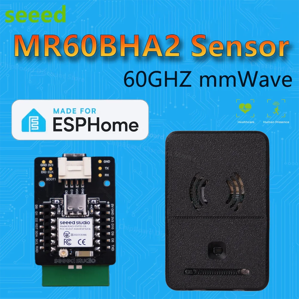 Seeed MR60BHA2 60GHz MMWave Breathing Heartbeat Detection Sensor Powered by XIAO ESP32C6, ESPhome, Home Assistant