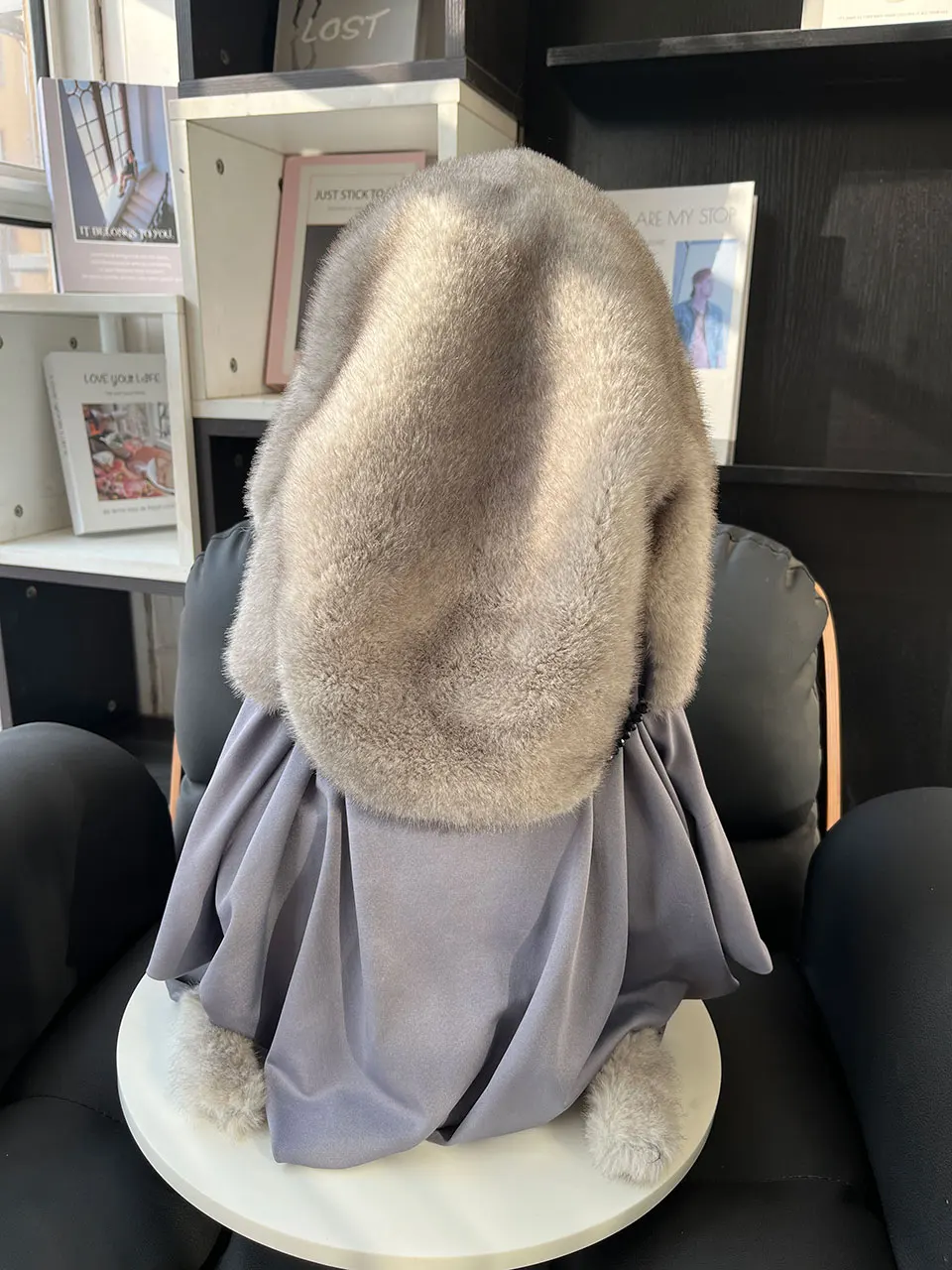 Kunstnerzfell-Mütze mit Kapuze für Damen, Winter-Wärme, Luxuriöser Vollpelz-Kunstnerzschal, Stilvolle Modische Damen-Outdoor-Kopfbedeckung – Detail 18