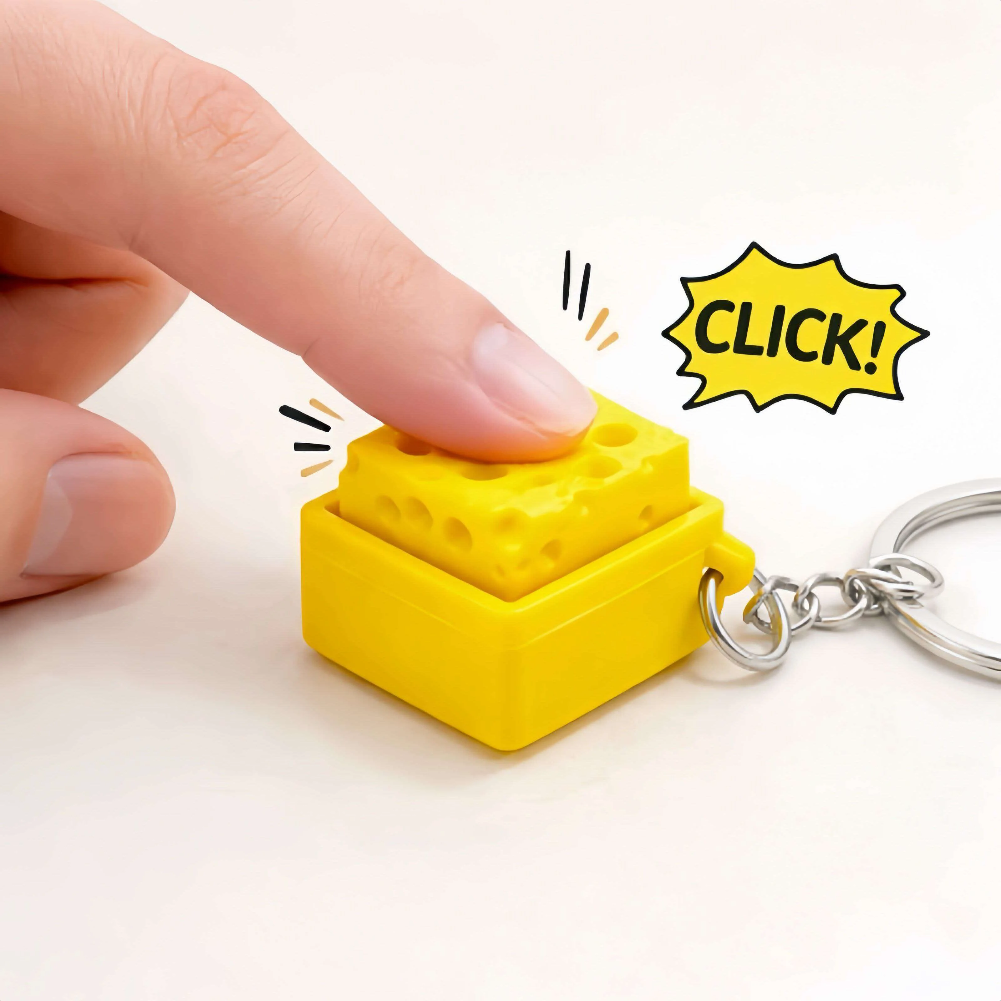 Creative Cheese Clicker Fidget Keychain Keyboard Decompression Button Finger Click Toys ADHD Calming Anxiety Stress Relief Gifts