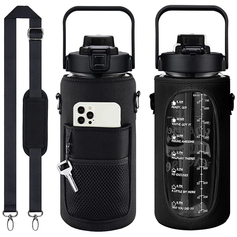 

Sport Water Bottle Covers Cellphone Holder Large Capacity Motivational Water Bottles Holder Bag Thermos Sleeve Drinkware