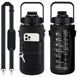 Sport Water Bottle Covers Cellphone Holder Large Capacity Motivational Water Bottles Holder Bag Thermos Sleeve Drinkware