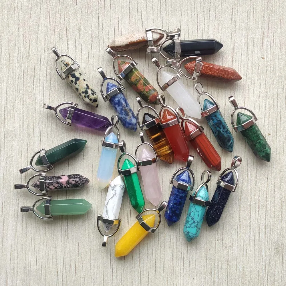 Fashion good quality mix Natural Stone pillar crystal Pendants for jewelry making necklaces  free shipping Wholesale 50pcs/Lot