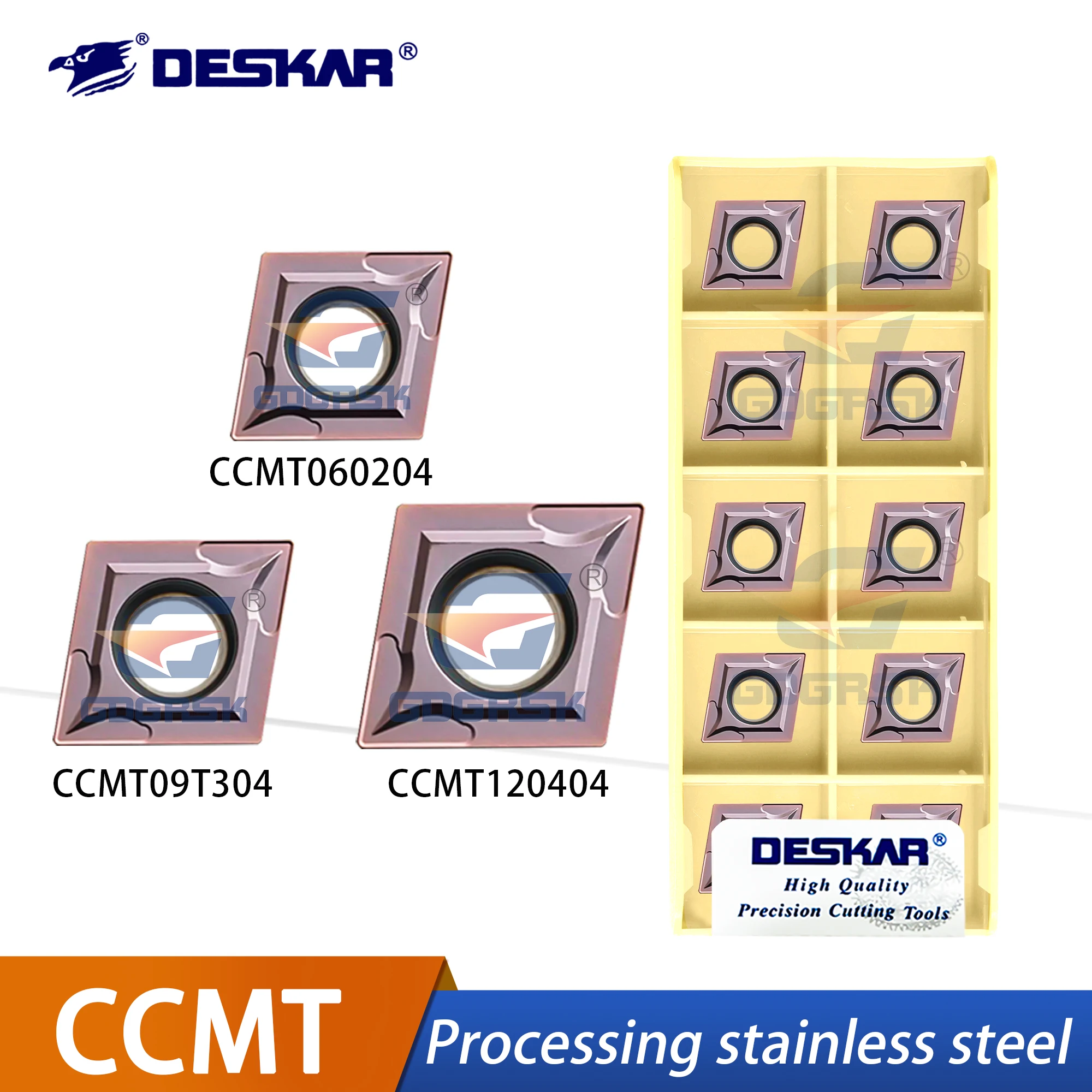 

DESKAR 100% Original CNC Lathe Turning Cutting Blade Stainles Steel Inner Hole CCMT060204 CCMT09T304 LF6018 Rhombus Cutting Tool