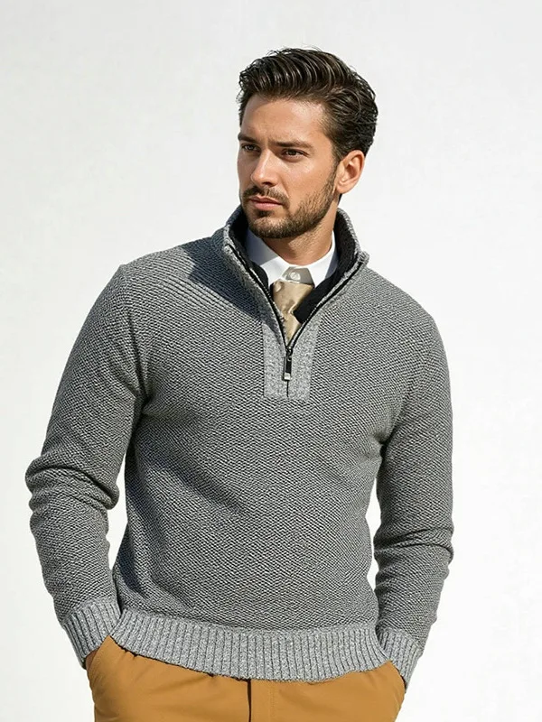 

Осень-зима, новый мужской трикотаж большого размера в американском стиле в консервативном стиле, длинный повседневный топ из полиэфирного волокна с высоким воротником