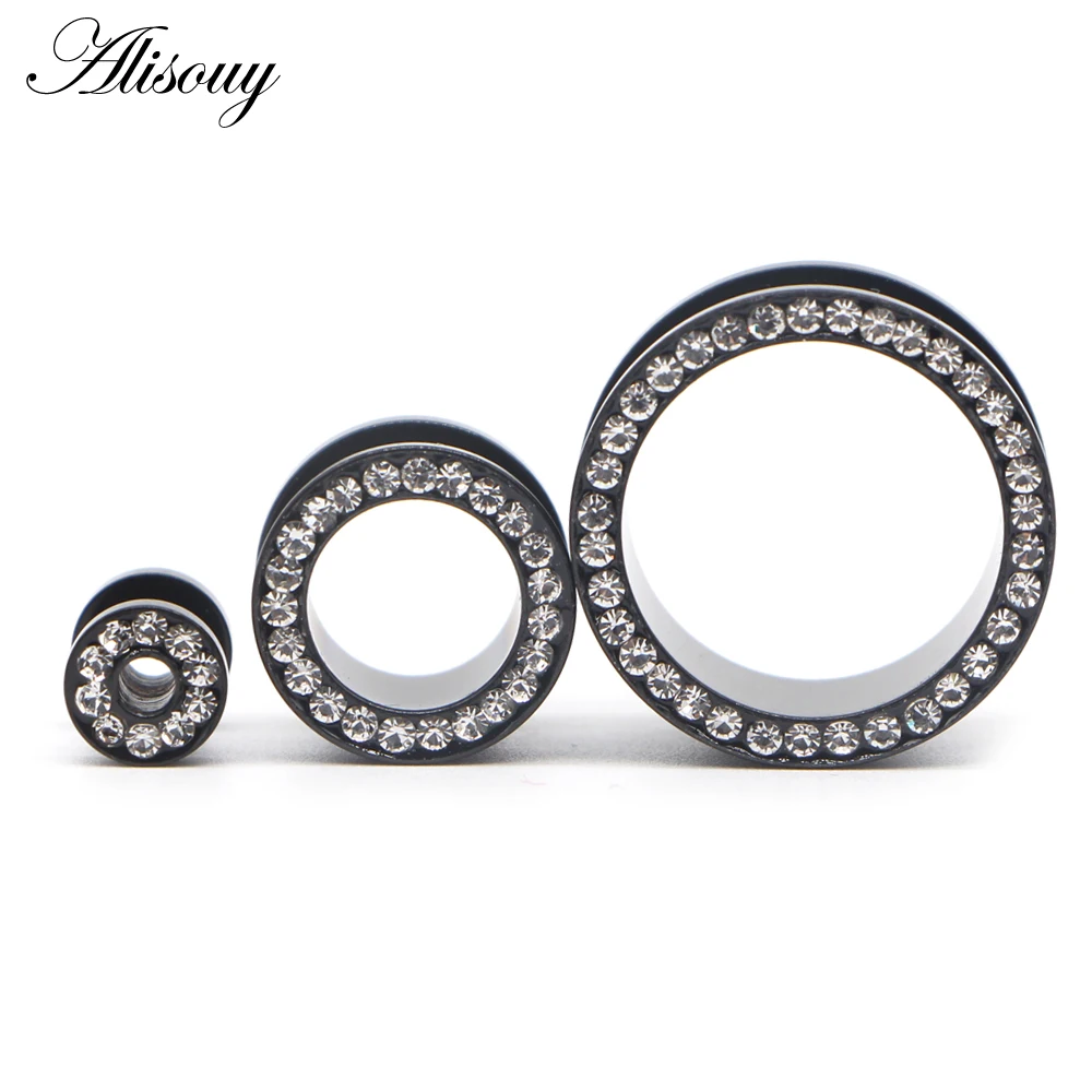 Alisouy 2pc 316L Stainless Steel Ear Plugs and Tunnels Ear Piercings Earlets Screwed Earring Expander Ear Gauges Body Jewelry