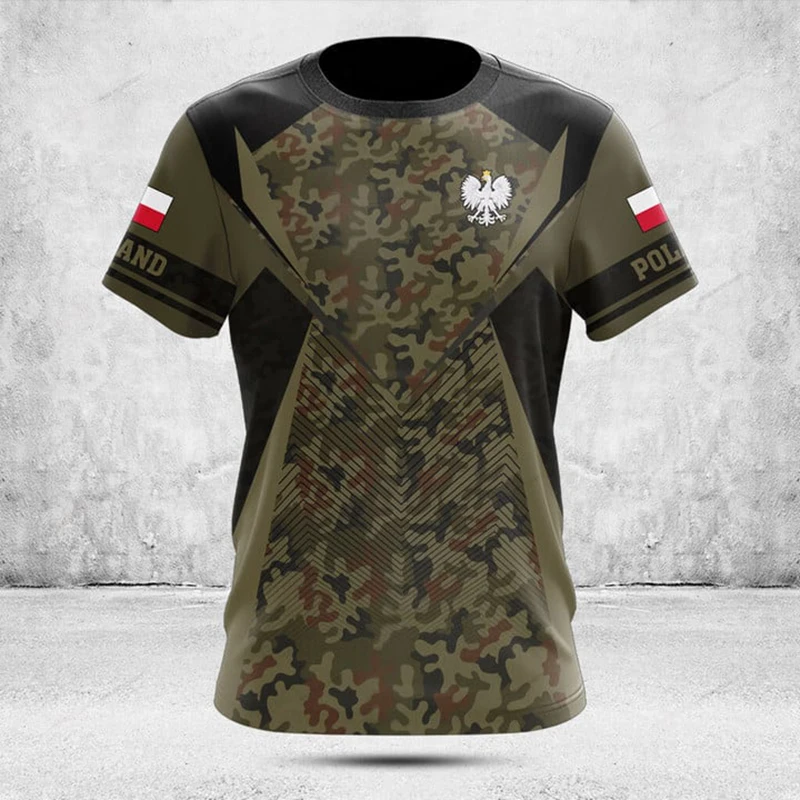 Custom Summer Casual Poland Shield Black Graphic T-shirts Loose Unisex Fashion Sportswear Jersey Fast Dry Short Sleeve Tops