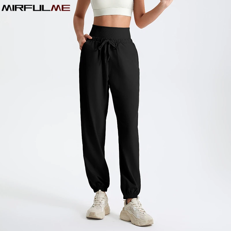 Women Jogger Pants High Waist Sport Running Trousers Loose Quick Dry Drawstring Gym Sweatpants Elastic Baggy Harem Pant For Yoga