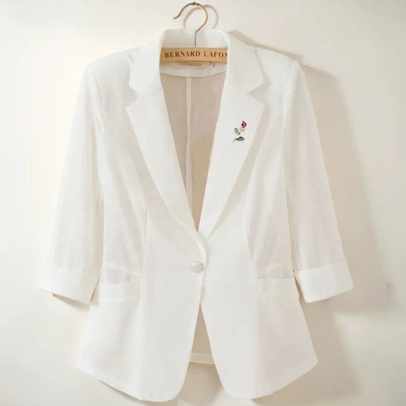 

Женский пиджак-блейзер из акрила для невысоких, с подплечниками, мягкий внутри, на одной пуговице, дышащий, эластичный, для повседневной носки