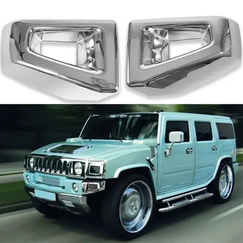 (2 Pcs/Set) Auto Front Bumper End Corner Bezels Covers Molding Chrome ABS Trim Plated Fit for Hummer H2 2003-2009 SUV SUT