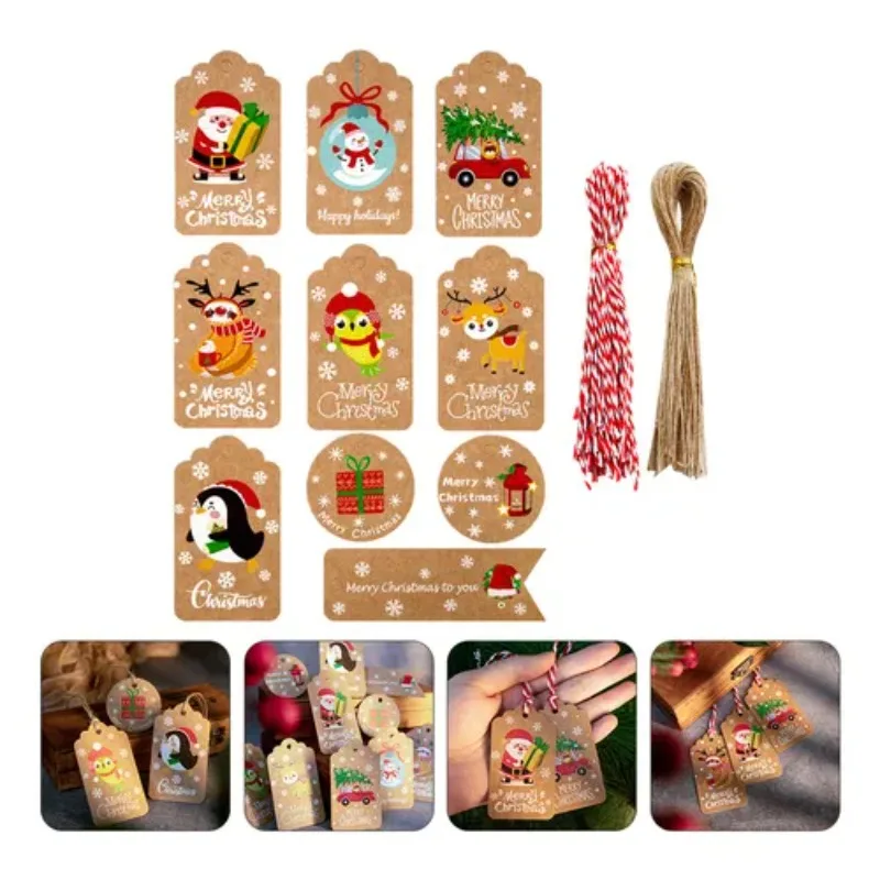 Umweltfreundliche DIY-Geschenkanhänger mit Schnur, Weihnachtsbaumschmuck, Urlaub, Party, Bastelbedarf für festliche Verpackungen