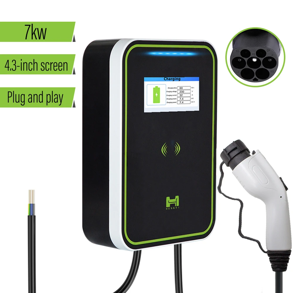 

EV Charging Station 32A 7KW 1Phase EVSE Wallbox GB/T Electric Vehicle Car Charger with 4.3inch LCD screen EV Home Charger