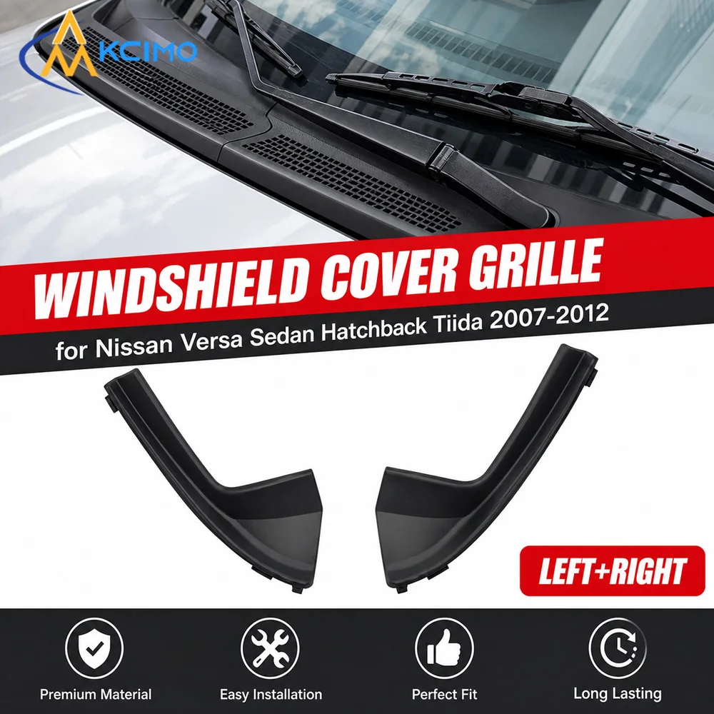 Waterproof TPE Windshield Vent Grille Covers Reduce Water Leakage At Wiper Base For Nissan Versa Sedan Hatchback Tiida 2007-2012
