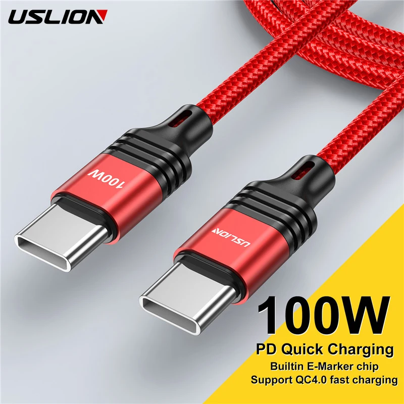 100W USB C Cable Type C PD Charging Cable For Samsung S22 S21 Xiaomi 12T Pro USB-C to USB-C Cable Mobile Phone Charger Wire Cord