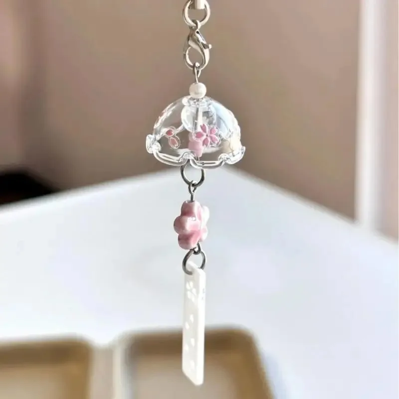 Chaveiro de carrilhão de vento elegante, decoração de pérola, corrente de telefone celular, acessórios DIY de capa de telefone, bolsa pingente, presente