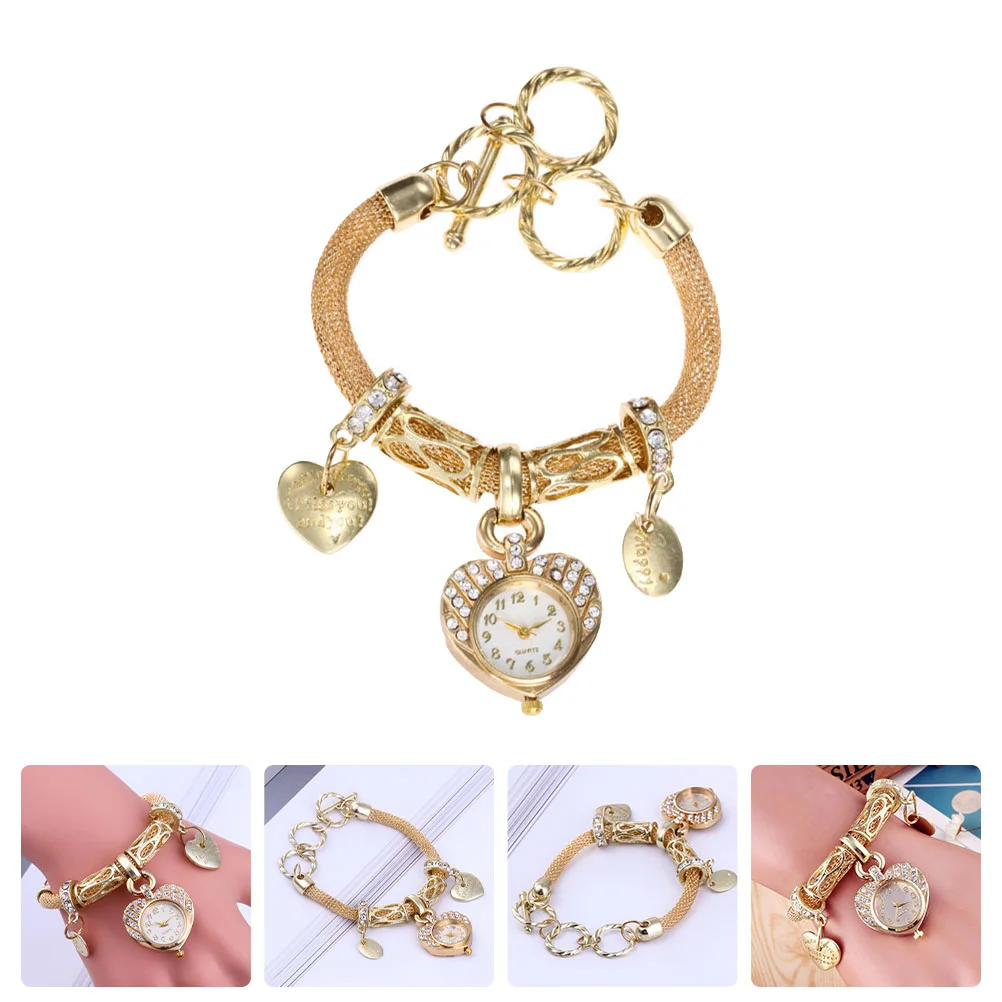 Reloj de pulsera con dijes de diamantes para mujer, pulsera con adornos decorativos de boda, regalo de Festival, joyería de mano elegante