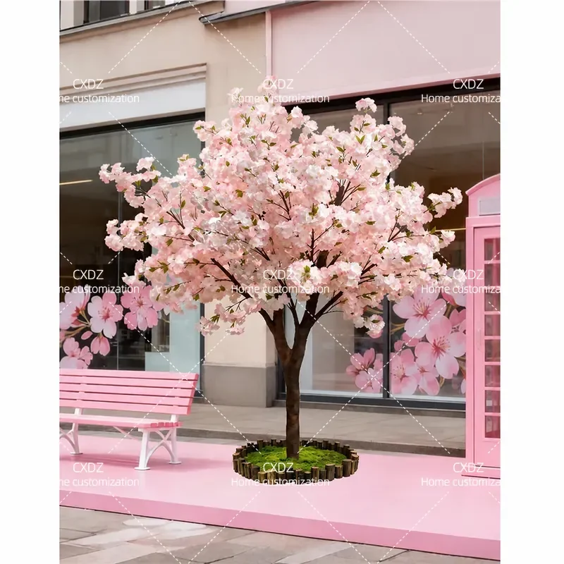 Simulation Cherry Blossom Tree Japanese Style Peach Blossom Wishing Tree for Mall New Year Spring Festival Indoor Decoration
