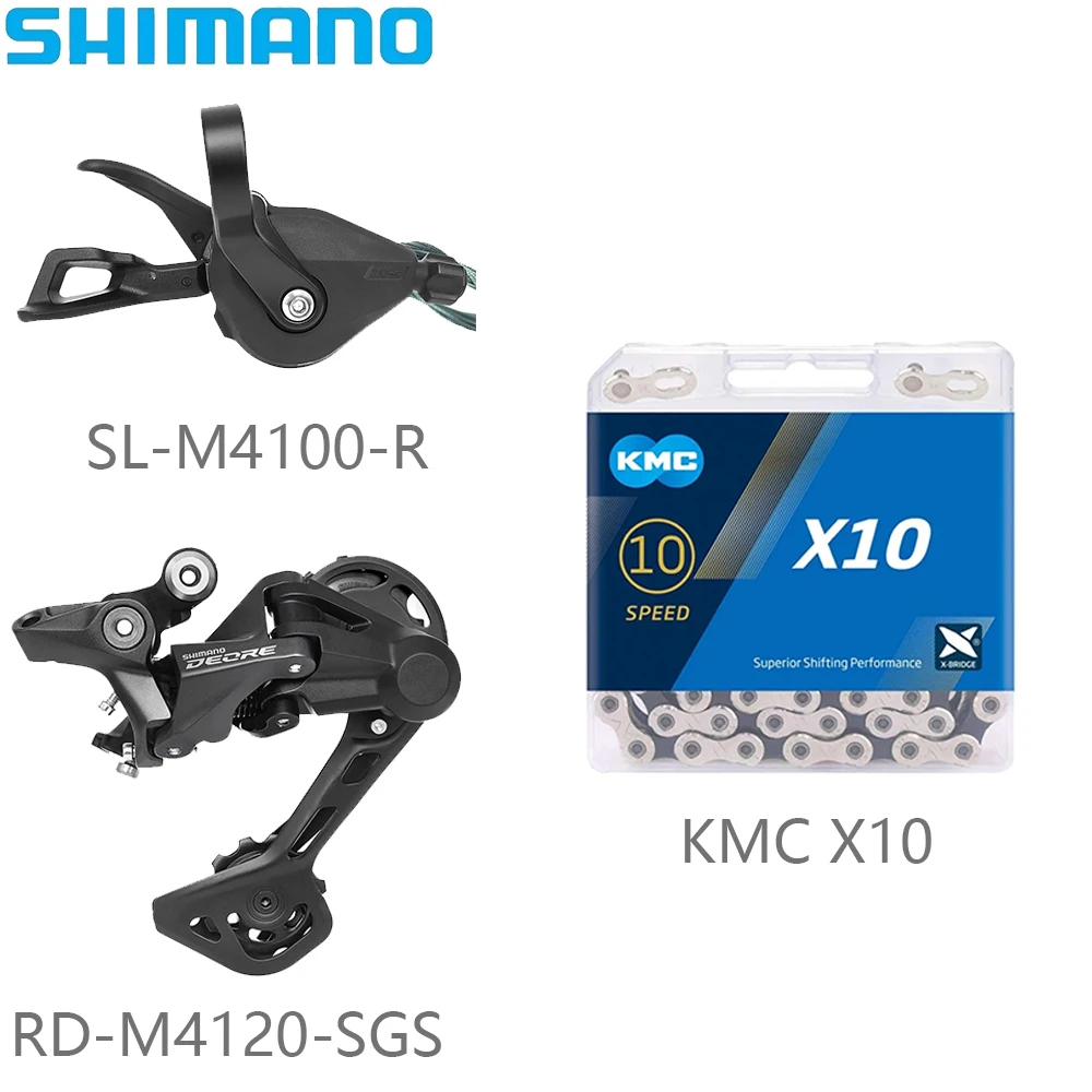 

SHIMANO M4100 10-скоростной велосипедный переключатель, комплект правого рычага переключения передач M4120, задний переключатель HG95/KMC X10, цепная детали велосипеда