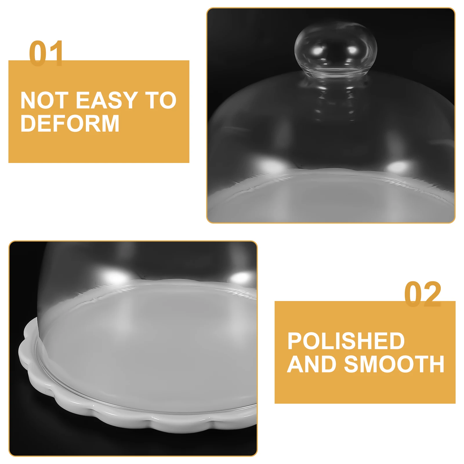 

Glass Cake Cover White Lead Free Temperature Resistant Freshness Preserving Cover for Dessert Snack Food Holder Refrigerator