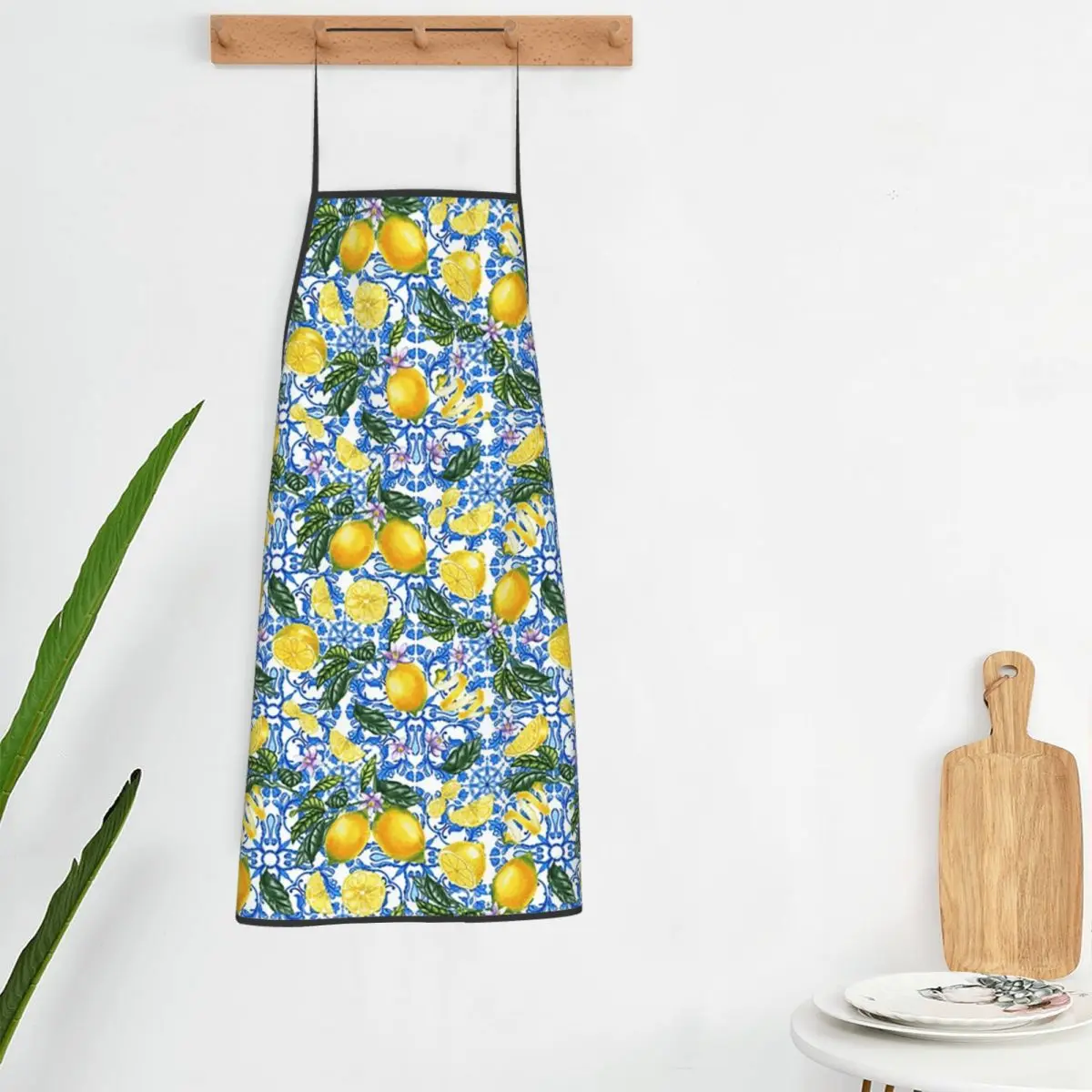 Sicilian Tiles Summer Fruit Oranges Lemons Apron Chef Cooking Baking Tablier Bib Kitchen Cleaning Pinafore for Unisex Painting
