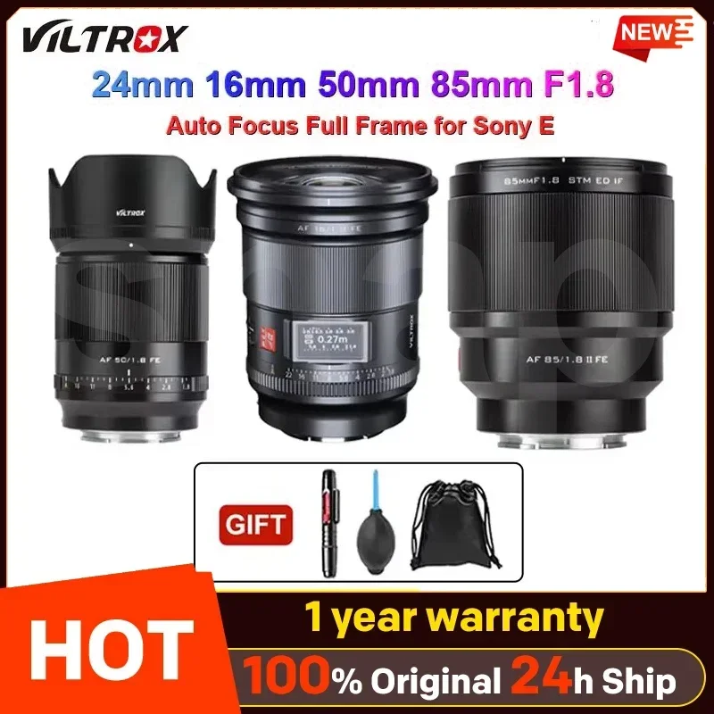 VILTROX 24mm 16mm 50mm 85mm F1.8 for Sony E Camera Lens Auto Focus Full Frame Prime Large Aperture Portrait Sony E Mount A7C ii