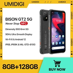 UMIDIGI BISON GT2 5G robuuste smartphone, afmeting 900 CPU, IP68 en IP69K, 128 GB, 6,5 