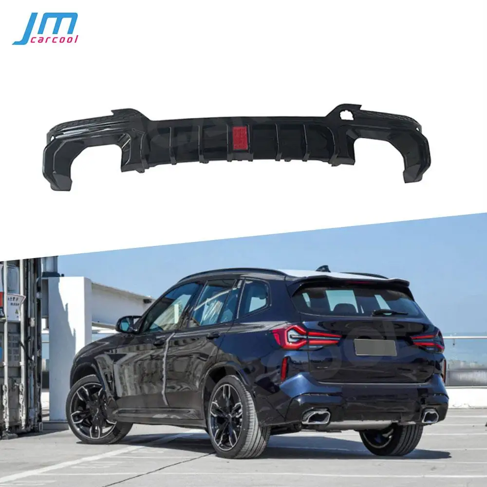 

ABS Carbon Look Rear Lip Diffuser For BMW X3 G01 G08 M Sport 2022+ Rear Bumper Diffuser Spoiler OO-OO Car Styling With LED Light