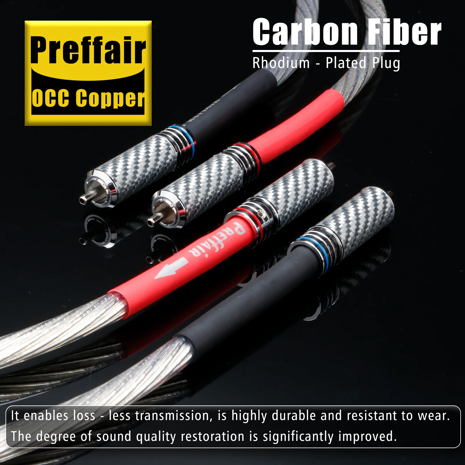 

Preffair RCA XLR Cable OCC Silver Plated Reference Interconnect RCA Audio Cable With White Carbon Fiber Rhodium Plated RCA Plug