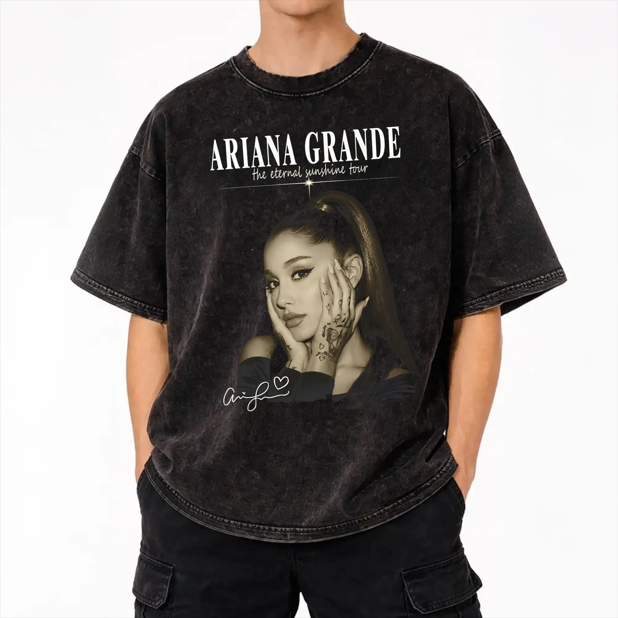 2026 Arianas Grandes The Eternal Sunshine Tour 2026 Washed Shirts Outfit Oversize T-Shirt  Men Women Tees