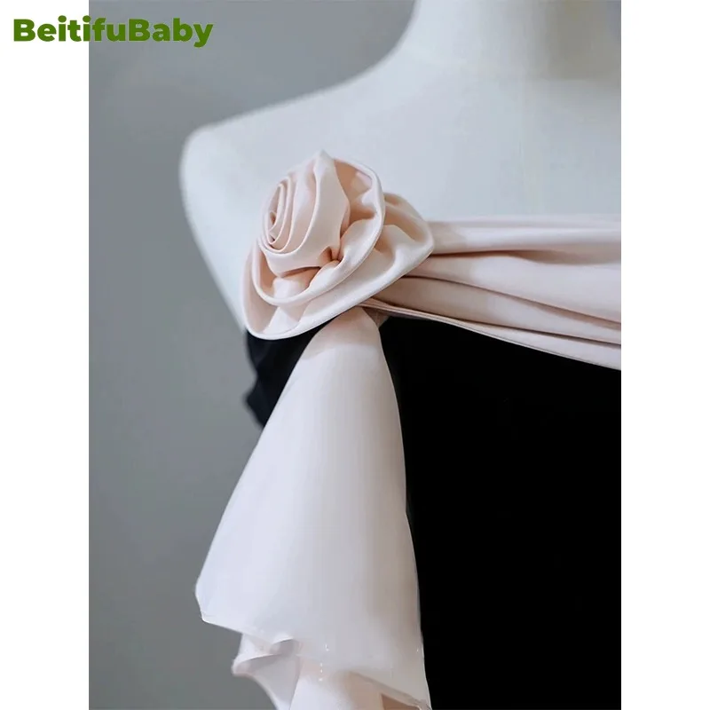 BeitifuBaby 2024 Elegant Evening Dress for Women Vestidos Light Luxury Sequins Strapless Slimming Fishtail Banquet Gown Dresses