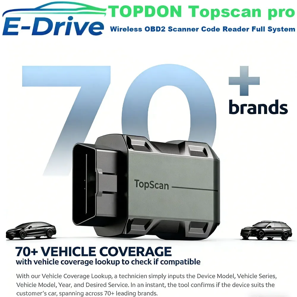 

Диагностический сканер TOPDON Topscan Pro Wireless OBD2, считыватель кодов, полная диагностика системы, двунаправленное тестирование, программирование ключей, 13+ функций сброса.