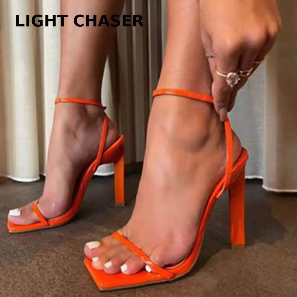 

Back Strap Sandals Fashion Stiletto High Heels Summer Open Toe Square Toe Women's Sandals Women Sexy Nightclub Stripper Shoes