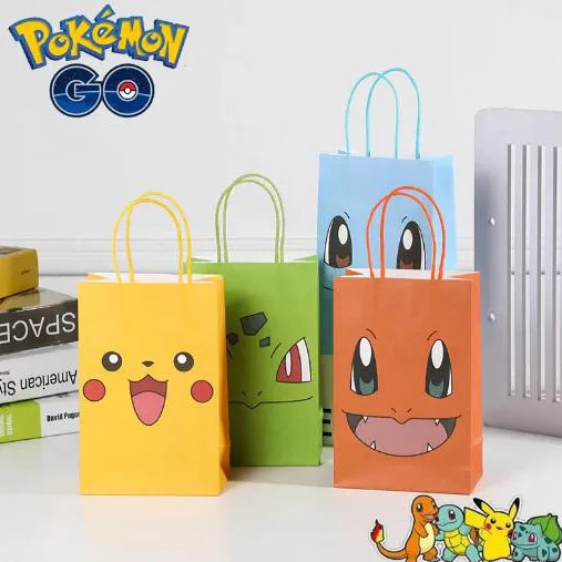 4 Stück Pokemon Süßigkeiten-Papiertüten in 4 Farben, Anime-Cartoon-Pikachu-Verpackung, Spielzeug, Hobbys, Event-Party-Zubehör, Geburtstagsgeschenktüte – Detail 1
