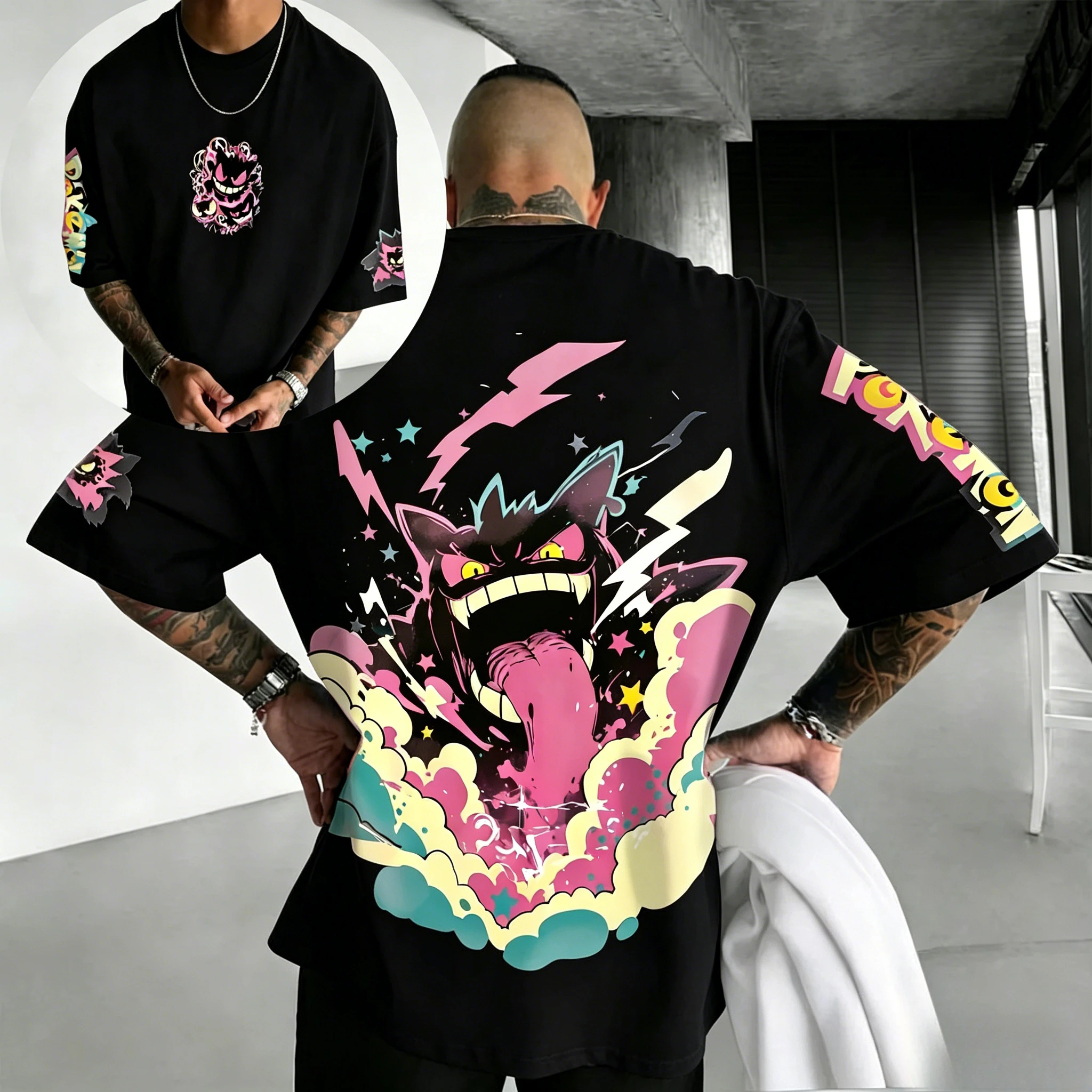 Men  Graphic T-shirt  Animal Print  Tee Summer Casual Loose Streetwear Short Sleeve Unisex Cotton Tops Daily Street Outfit