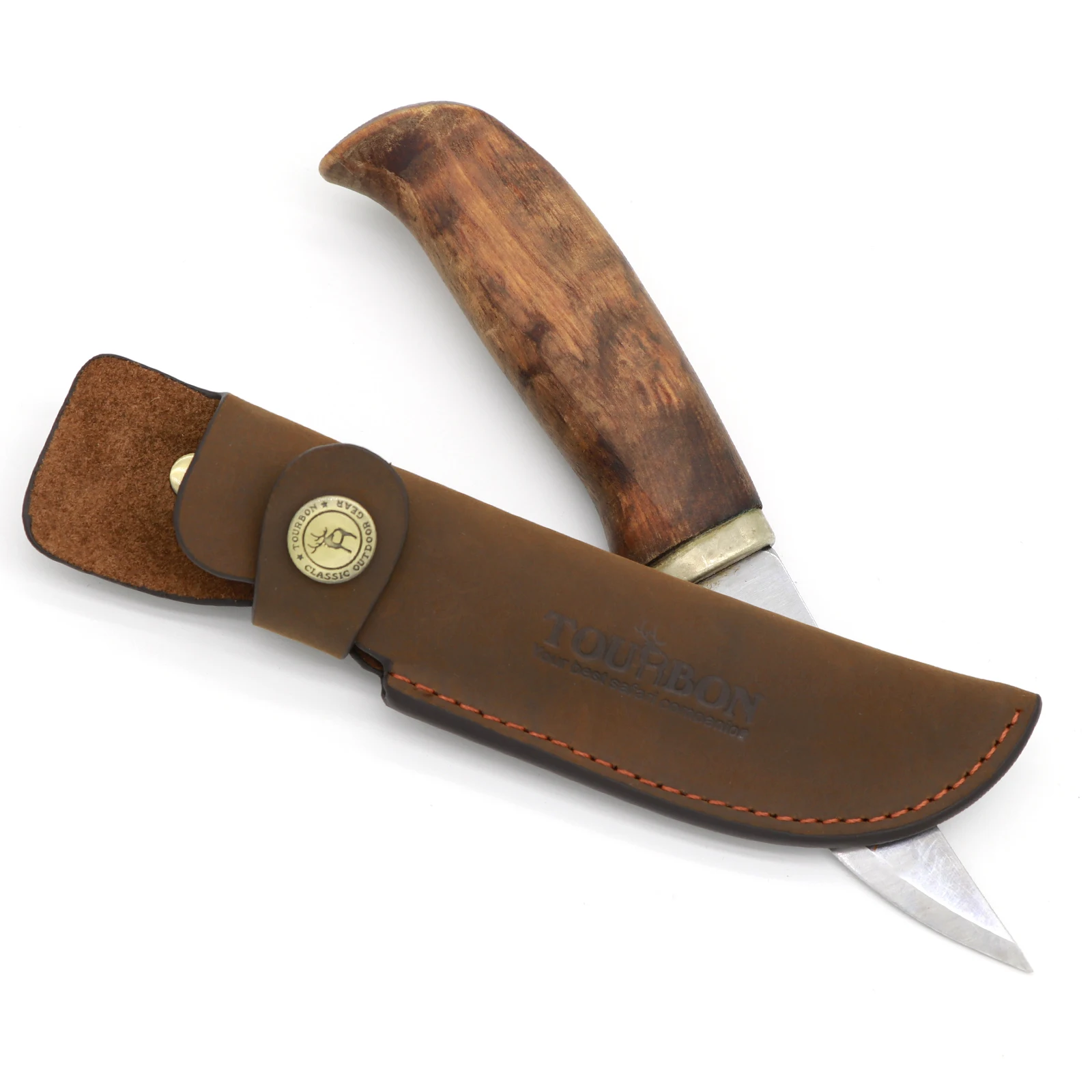 Tourbon Hunting Leather Knife Sheath Fixed Blade Knives Cover Scabbard with Button Closure Belt Slot Brown