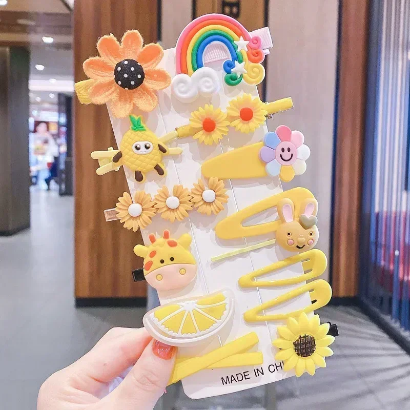 14pcs New In Sweet Candy Cartoon Elements Hair Accessories For Girls Kids Cute Hairpins Child Headdress Hair Clips Clamp