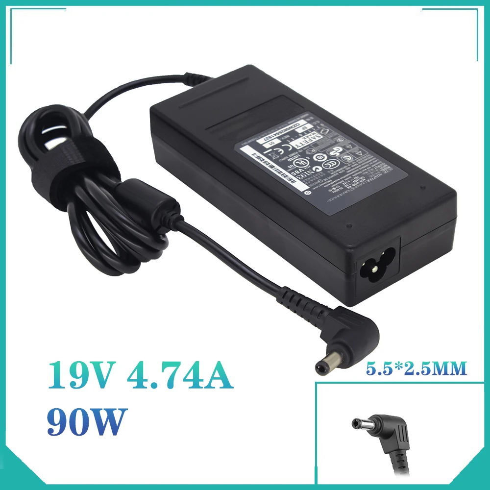Fonte de alimentação para laptop, adaptador AC 19V 4.74A 90W 5.5*2.5mm para Asus K501UX Q550L A450VC K751L X53E X551M X555LA K550D