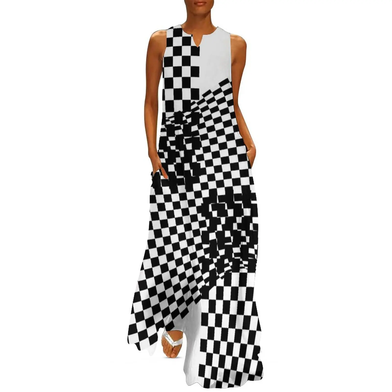 

black-and-white Long Dress Long dress Female clothing Women's summer dress