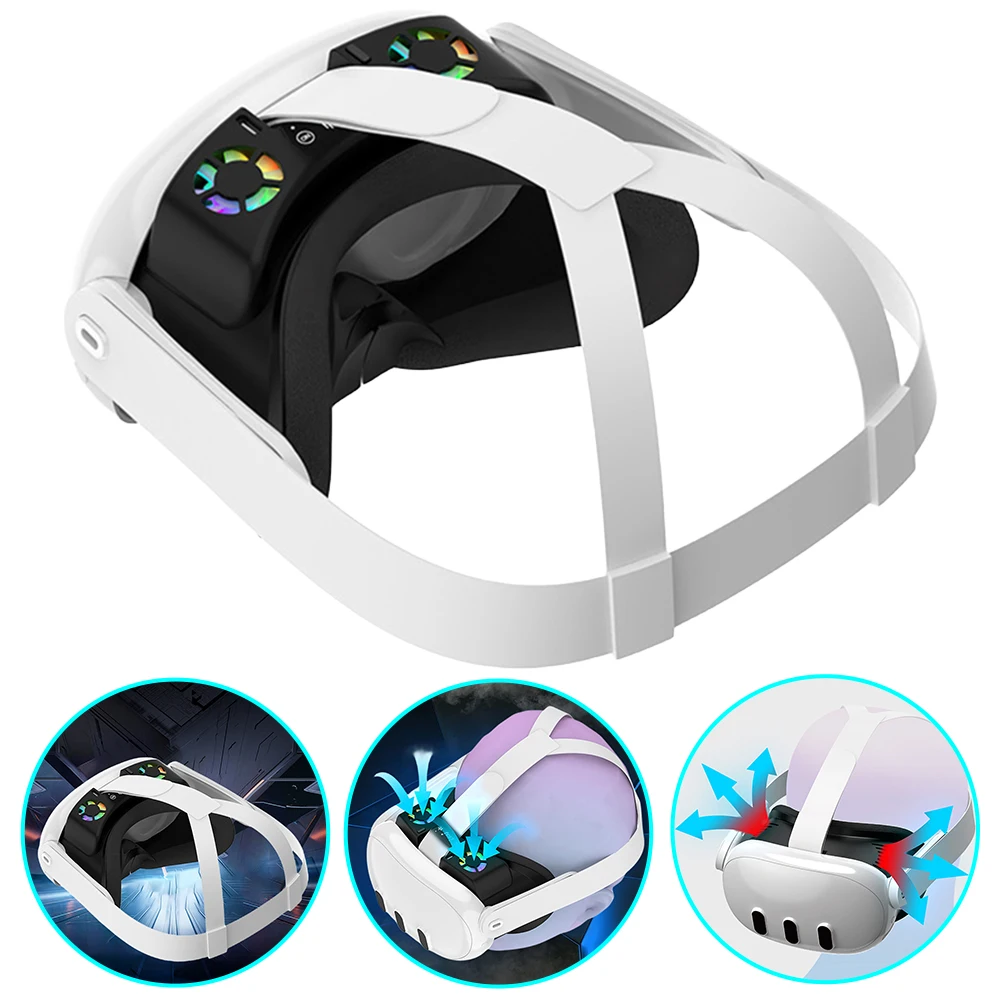 Ventilador de refrigeración VR, cubierta facial, radiador de interfaz Facial recargable con luz RGB con almohadilla nasal antifugas para Meta Quest 3