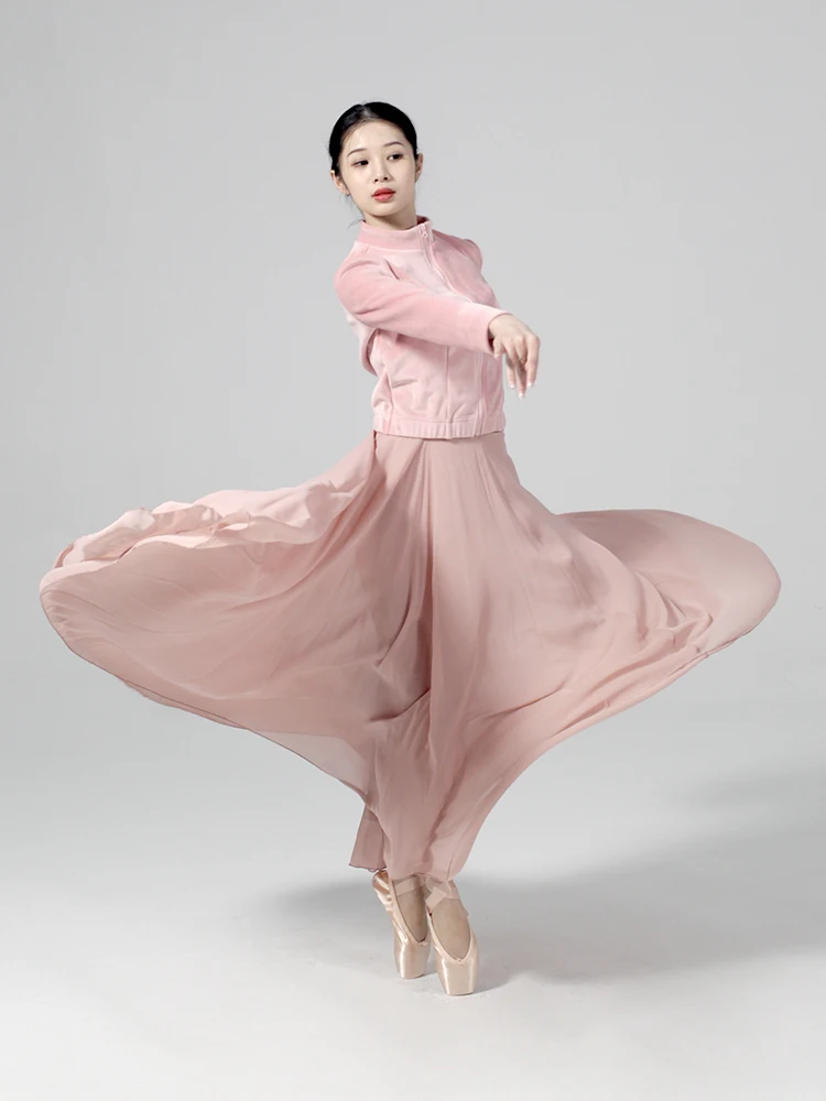 Nieuwe volwassen danspraktijkkleding lange mouwen top herfst en winter balletkleding opstaande kraag dansjas verdikt