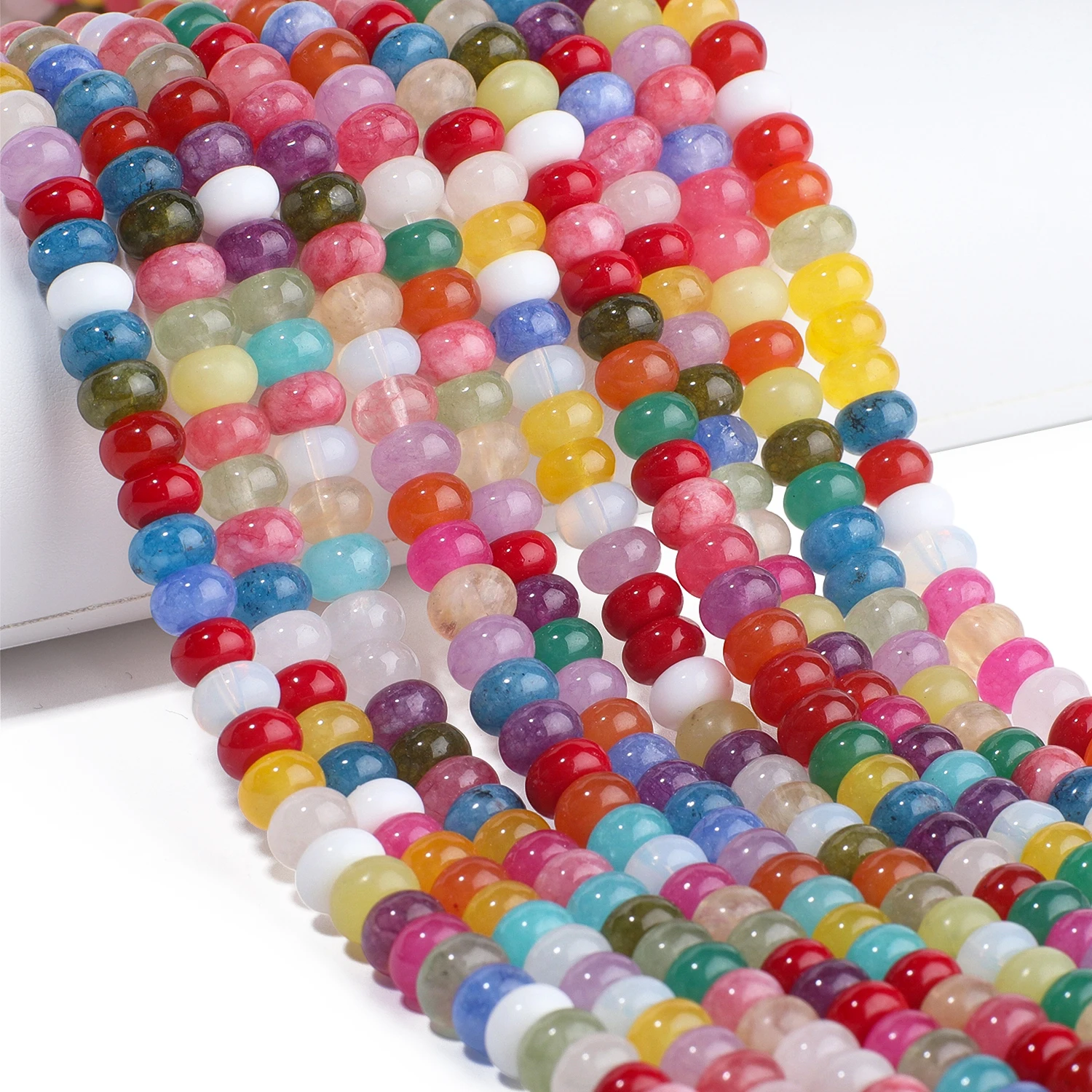 5x8mm Natural Colorful Stone Smooth Abacus Shape Loose Spacer Beads for Jewelry Making Handmade DIY Necklace Bracelet Wholesale
