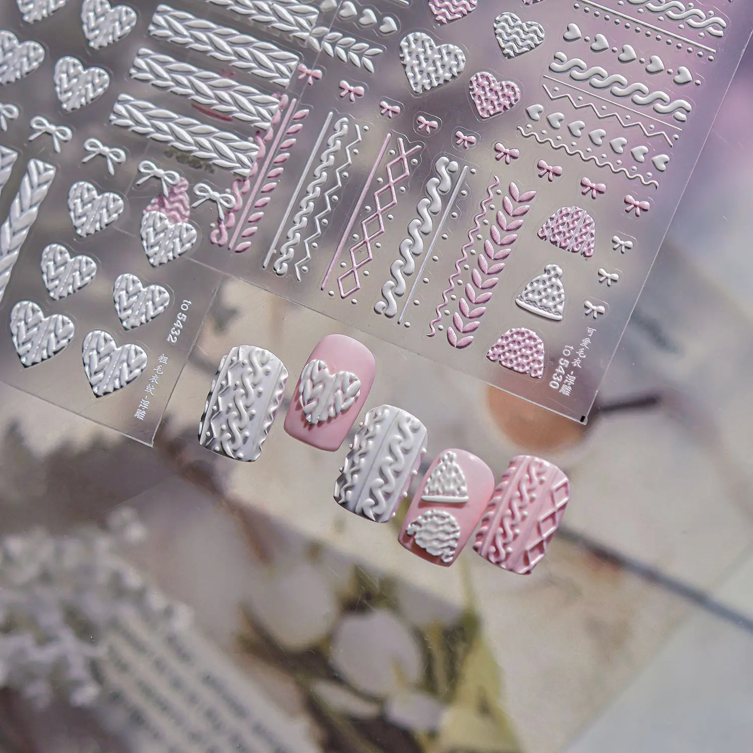 5D تنقش مسمار ملصقات الشتاء رائعة لطيف سترة الحب الانحناء مسمار الفن ملصقات الإكسسوارات لاصق الأظافر ثلاثية الأبعاد زينة DIY بها بنفسك #6