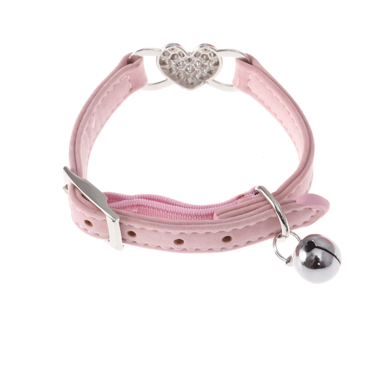 

Peach Heart Collar Light Pink Adjustable Dog Cat Rhinestone Pet Necklace Durable Soft Long Use Walking Helper Dog