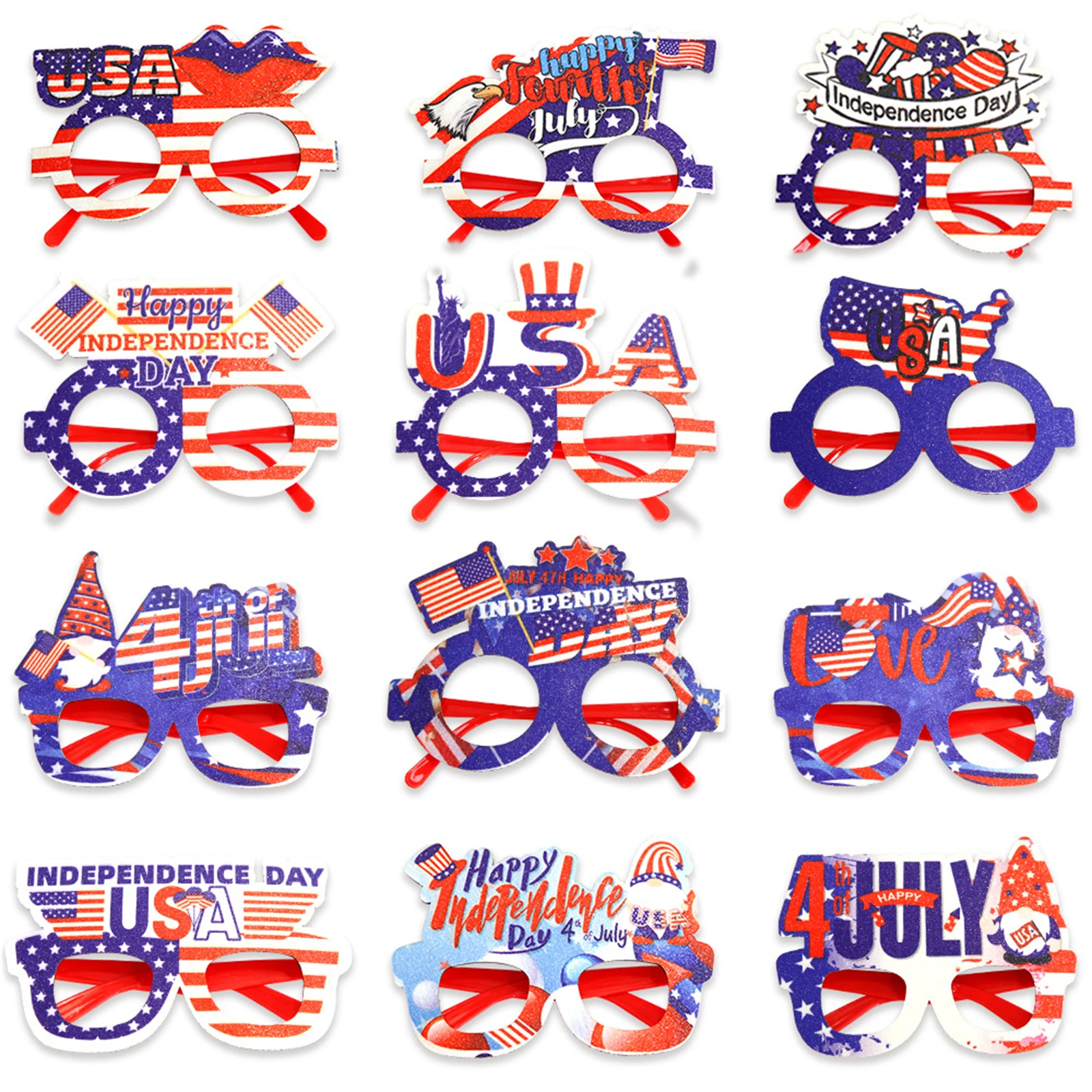 

American Independence Day Party Glasses 4th Of July Glasses Party Decor USA Star Spangled Banner Eyeframe Fun Holiday Photo Prop
