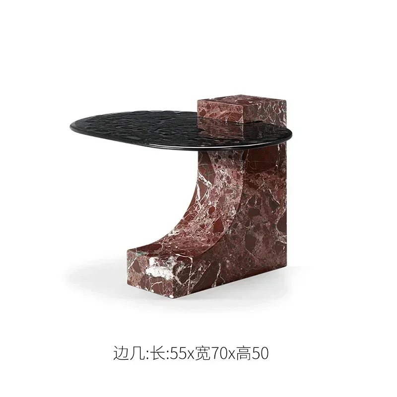 Italian Light Luxury Tempered Glass round Table Combination Model Room Living Room Corner Table Furniture