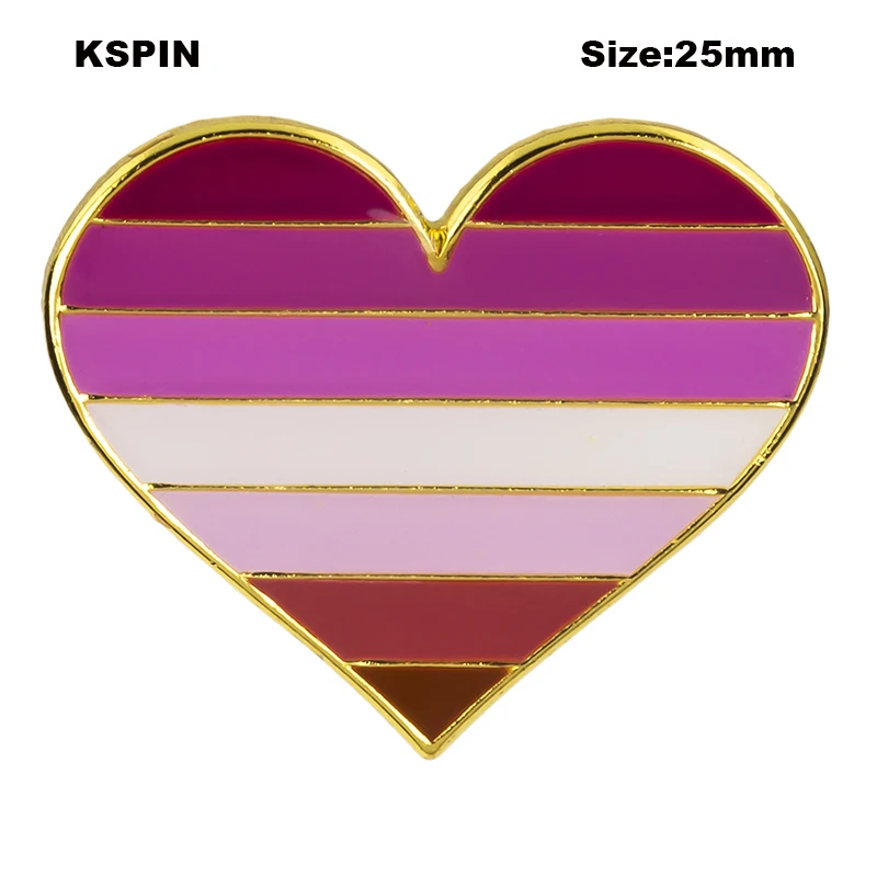 AroAce Pride heart shaped Flag Badge Clips Button for Clothes Metal Kawaii Pins in Brooches