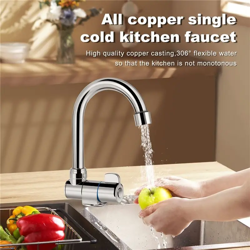 Rotation Copper Basin Faucet Cold Deck Kitchen Folding Caravan Bathroom Tap For Marine Boat Deck Camper