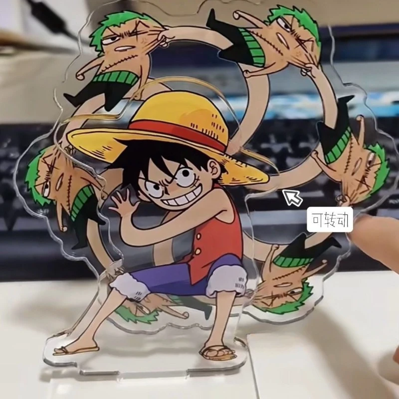 One Piece Monkey D. Luffy Film- und TV-Merchandise, kreativer Cartoon-Acrylständer, drehbares Schreibtisch-Ornament für Studenten, Weihnachtsgeschenk – Detail 2