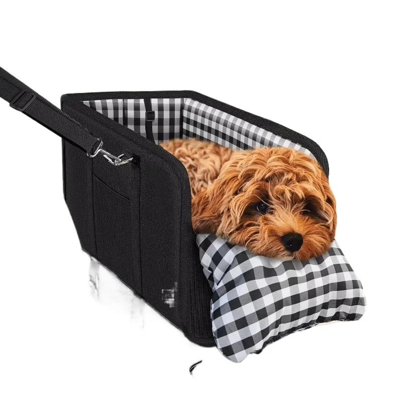 Console Dog Car Seat - Portable Dogs Armrest Booster Seat for Small Dog, Anti-Collapse Pet Car Seat with Safety Belt
